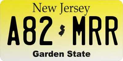 NJ license plate A82MRR