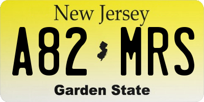 NJ license plate A82MRS