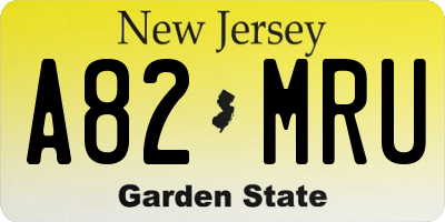 NJ license plate A82MRU