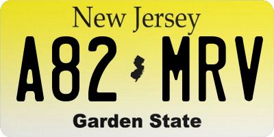 NJ license plate A82MRV