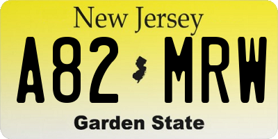 NJ license plate A82MRW