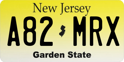 NJ license plate A82MRX