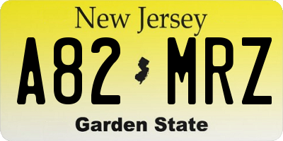 NJ license plate A82MRZ