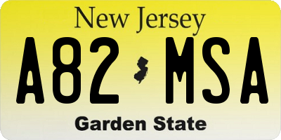 NJ license plate A82MSA