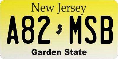 NJ license plate A82MSB