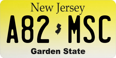NJ license plate A82MSC