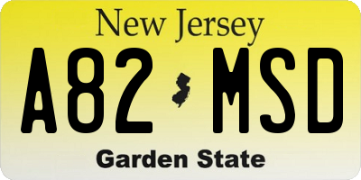 NJ license plate A82MSD