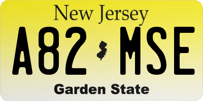 NJ license plate A82MSE