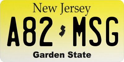 NJ license plate A82MSG