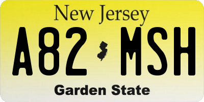 NJ license plate A82MSH