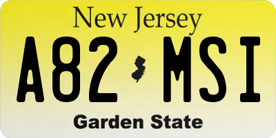 NJ license plate A82MSI