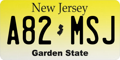 NJ license plate A82MSJ