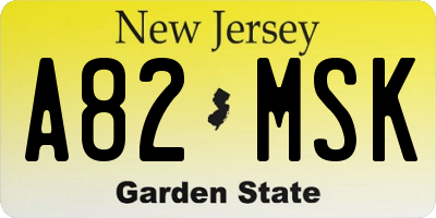 NJ license plate A82MSK