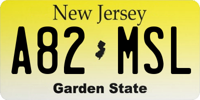 NJ license plate A82MSL