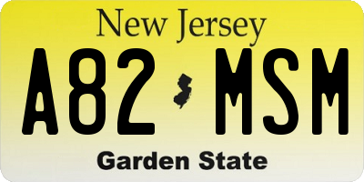 NJ license plate A82MSM