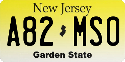 NJ license plate A82MSO