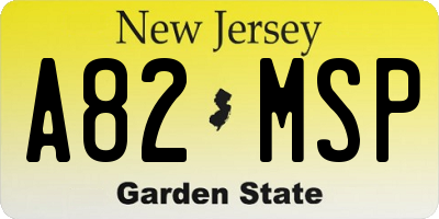 NJ license plate A82MSP