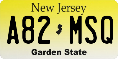 NJ license plate A82MSQ