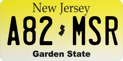 NJ license plate A82MSR