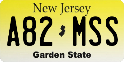 NJ license plate A82MSS