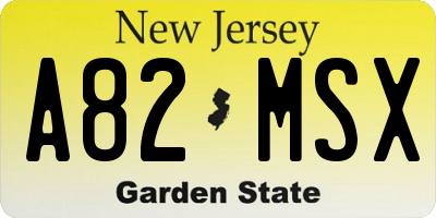 NJ license plate A82MSX