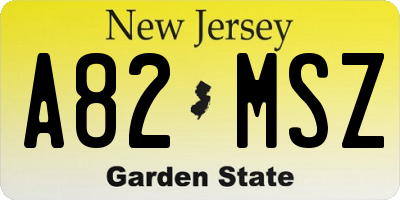 NJ license plate A82MSZ