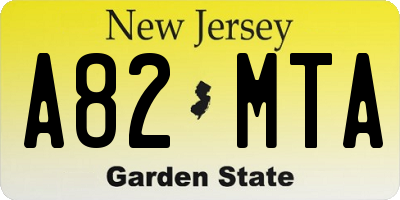 NJ license plate A82MTA