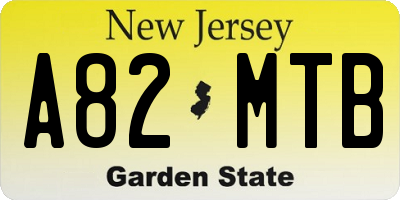 NJ license plate A82MTB