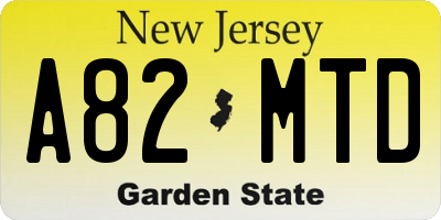 NJ license plate A82MTD