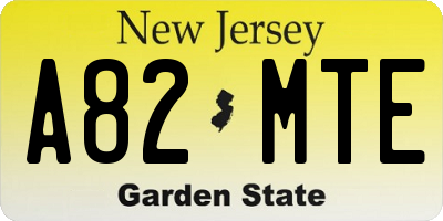 NJ license plate A82MTE
