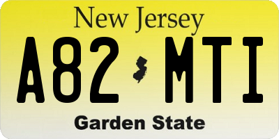 NJ license plate A82MTI