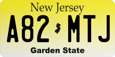 NJ license plate A82MTJ