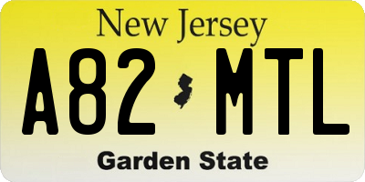 NJ license plate A82MTL
