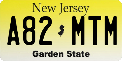 NJ license plate A82MTM