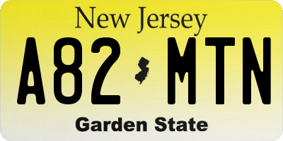NJ license plate A82MTN