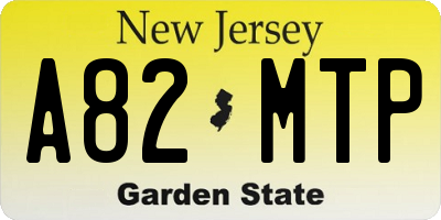 NJ license plate A82MTP