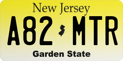 NJ license plate A82MTR