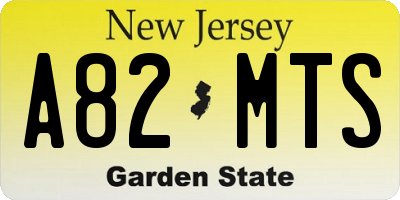 NJ license plate A82MTS