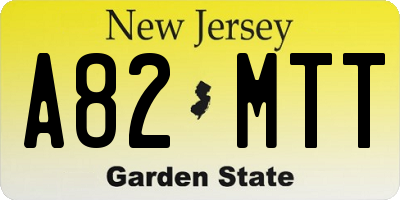 NJ license plate A82MTT