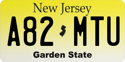 NJ license plate A82MTU