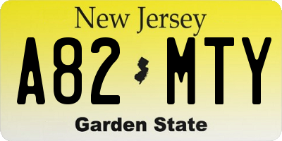 NJ license plate A82MTY