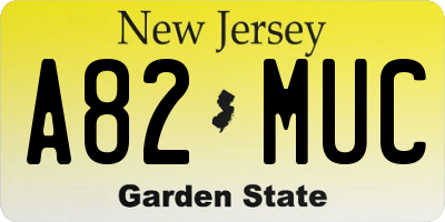 NJ license plate A82MUC