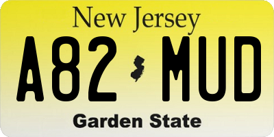 NJ license plate A82MUD