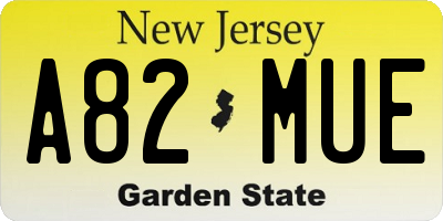 NJ license plate A82MUE