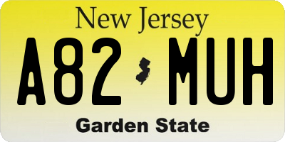 NJ license plate A82MUH