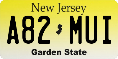 NJ license plate A82MUI