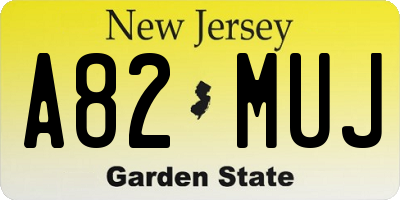 NJ license plate A82MUJ
