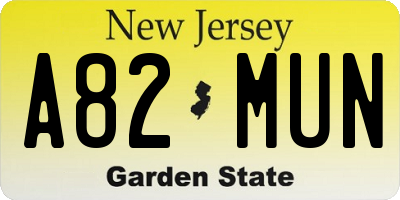 NJ license plate A82MUN
