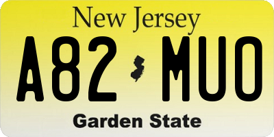 NJ license plate A82MUO