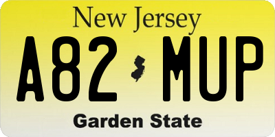 NJ license plate A82MUP